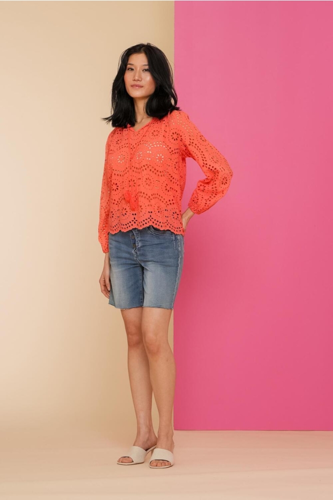 CROCHET TOP MET SCALLOPED DETAILS 43035 70 220 Coral